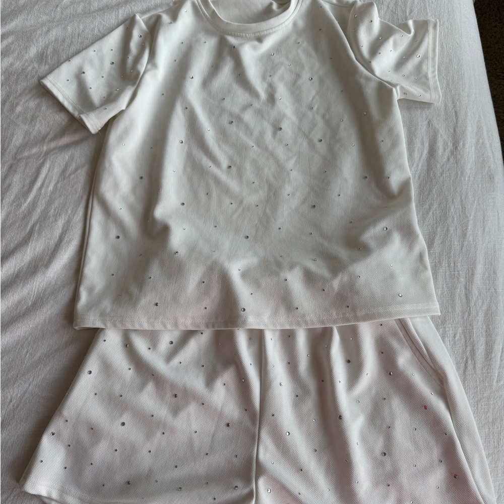 White rhinestone 2 piece set